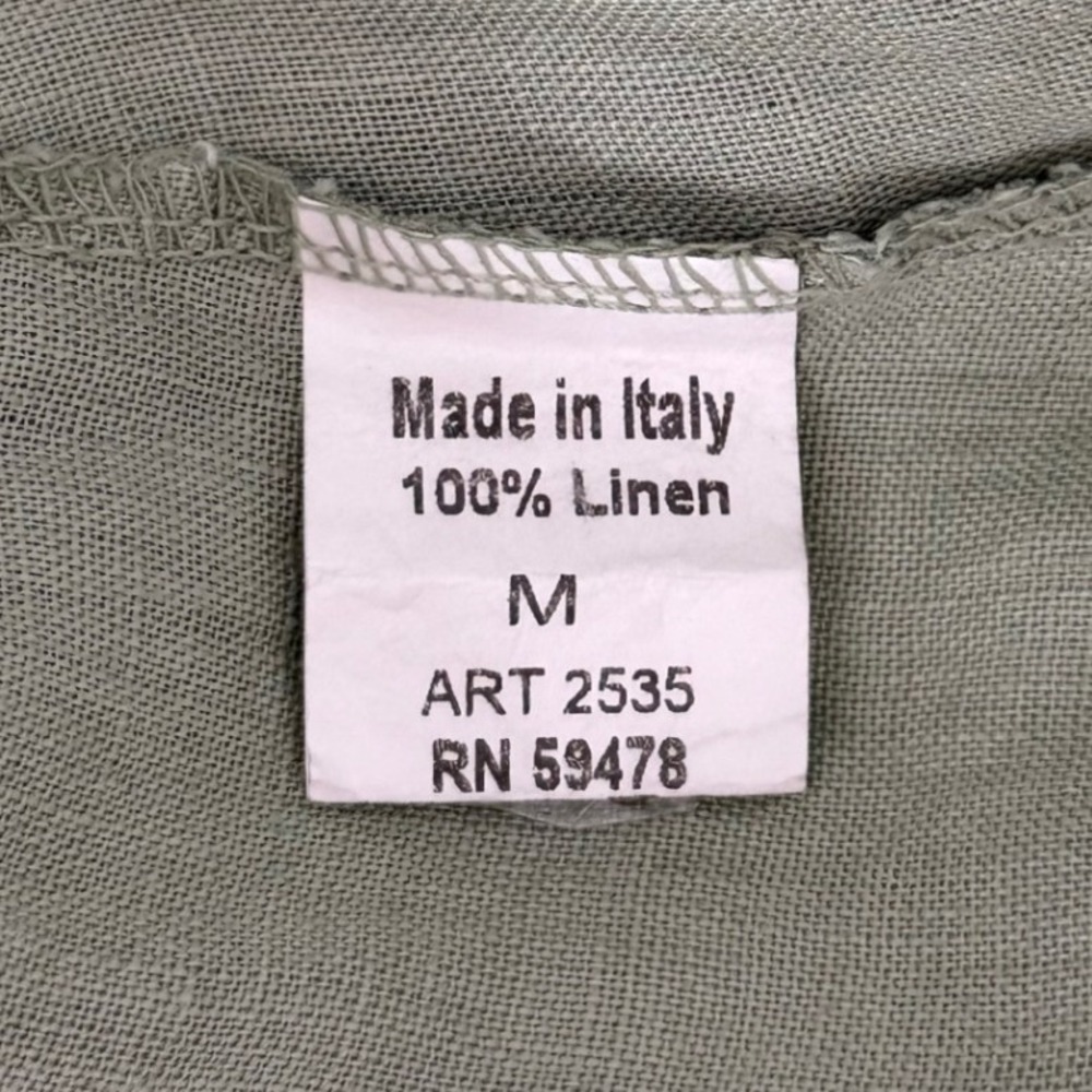 Terzo Millennio Minimalist Sage Green 100% Linen Midi Dress Made in Italy Size M - Picture 6 of 12